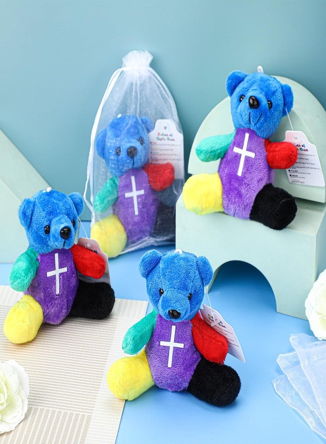 Silipull Valentine's Day Stuffed Plush Gifts 4" Holiday Plush Bears for Valentines Party Favor Gift Box Stuffers Events(12 Pcs,Rainbow Faith) - Image 3